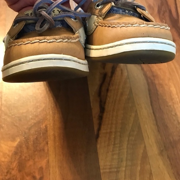 SPERRY Womens Leather Angelfish Boat Lace Tie Sequins Loafer Tan Shoe Size 6.5 - Picture 5 of 13